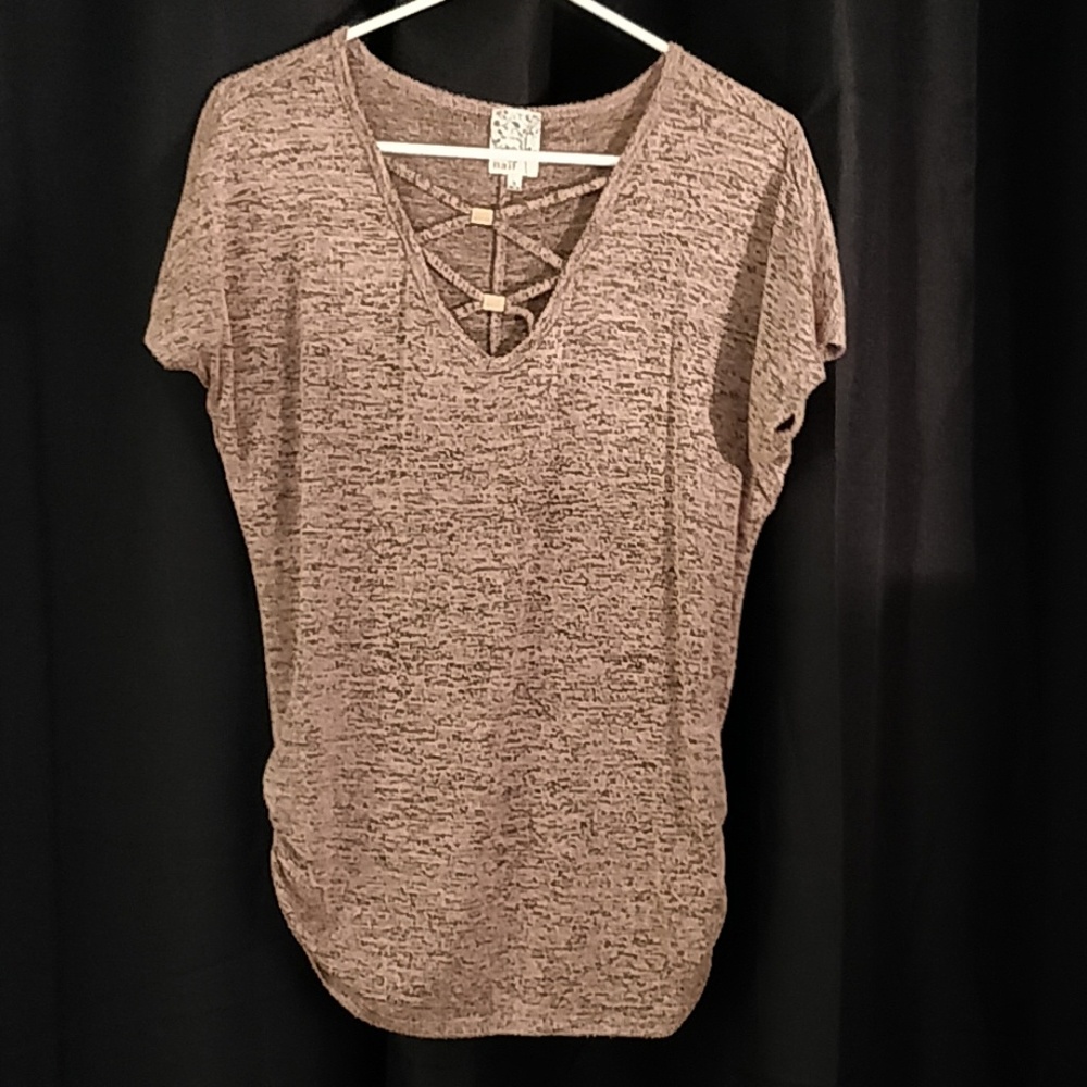 Pink and black knit top